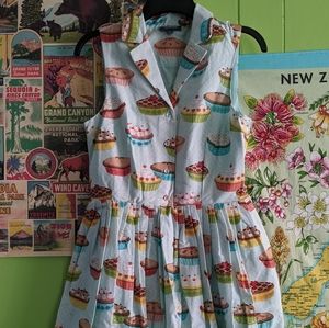 Modcloth Fervour You're In Luck Pie Cake Retro Pinup Sleeveless Fit Flare Dress